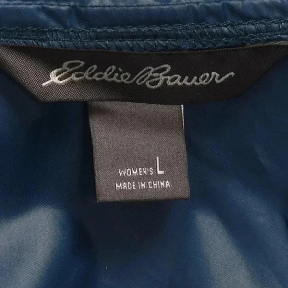 Eddie Bauer Windbreaker Jacket Turquoise Blue Lightweight Hooded Size Large - Picture 6 of 8